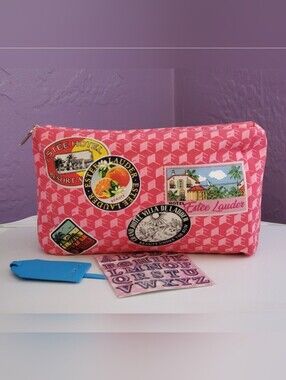 Estēe Lauder Travel Makeup/Toiletry Bag with Stickers & Bag Tag